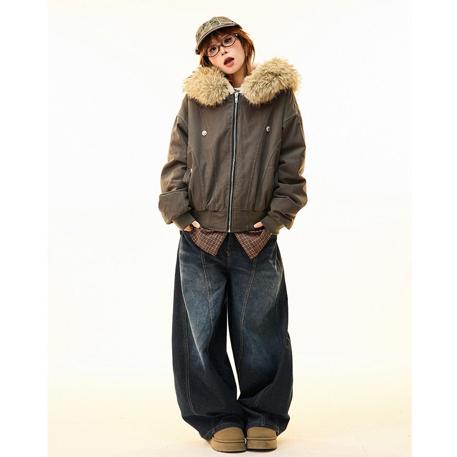 Fur Collar Work Style Hooded Blouson MW9807