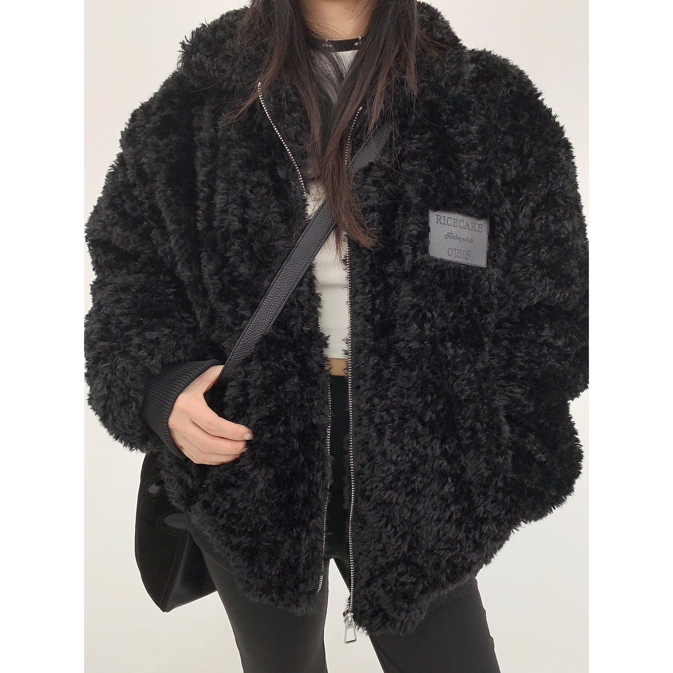 Imitation Fur Quilting Zipper Jacket MW9598