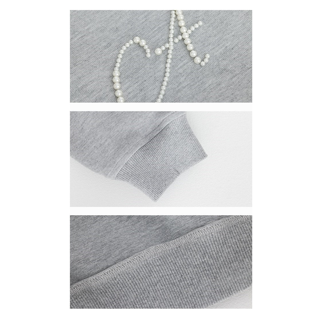 Three-dimensional Pearl Letter Hoodie AC7086