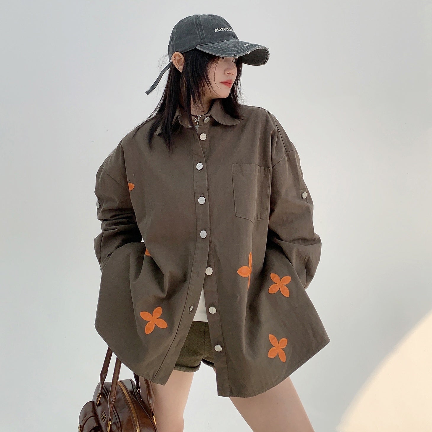 Veneer Embroidery Oversize Shirt MW9854