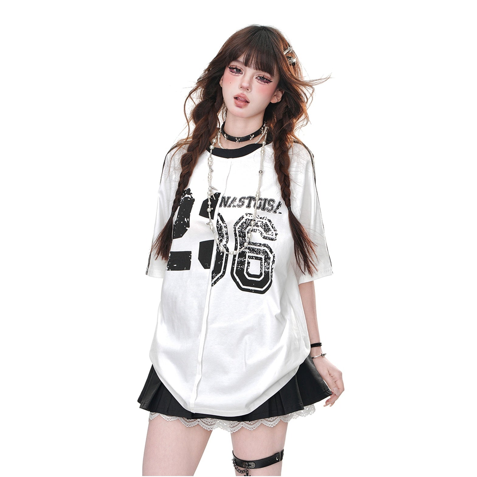 Line Sleeve Switching  Sports T-shirt KK2057