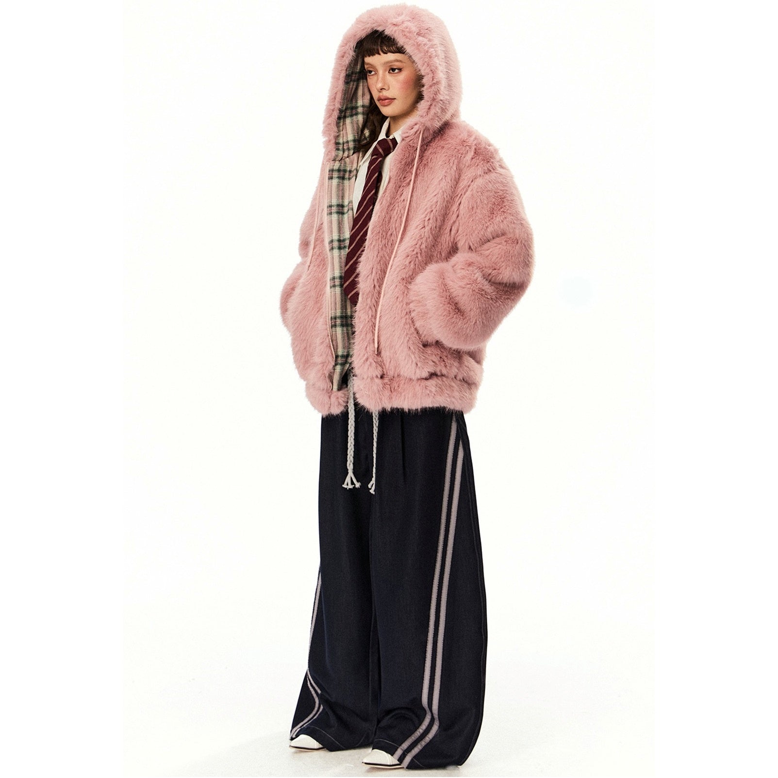 Plush Fake Fur Hooded Jacket EZ230