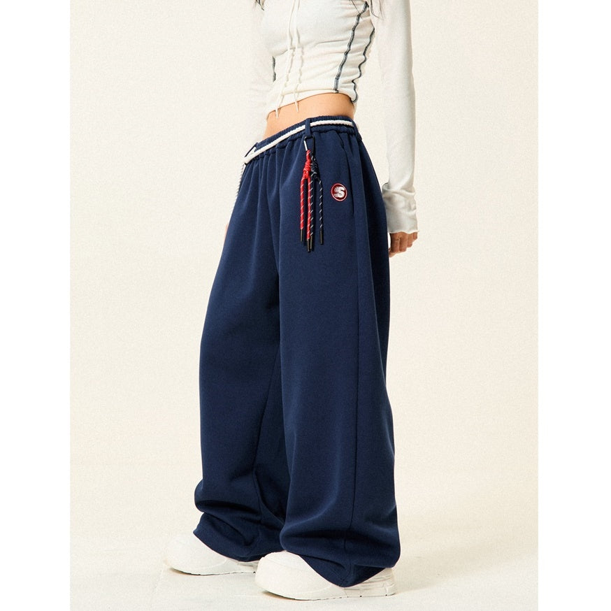 Braided Rope Loose Straight Sweatpants YS014