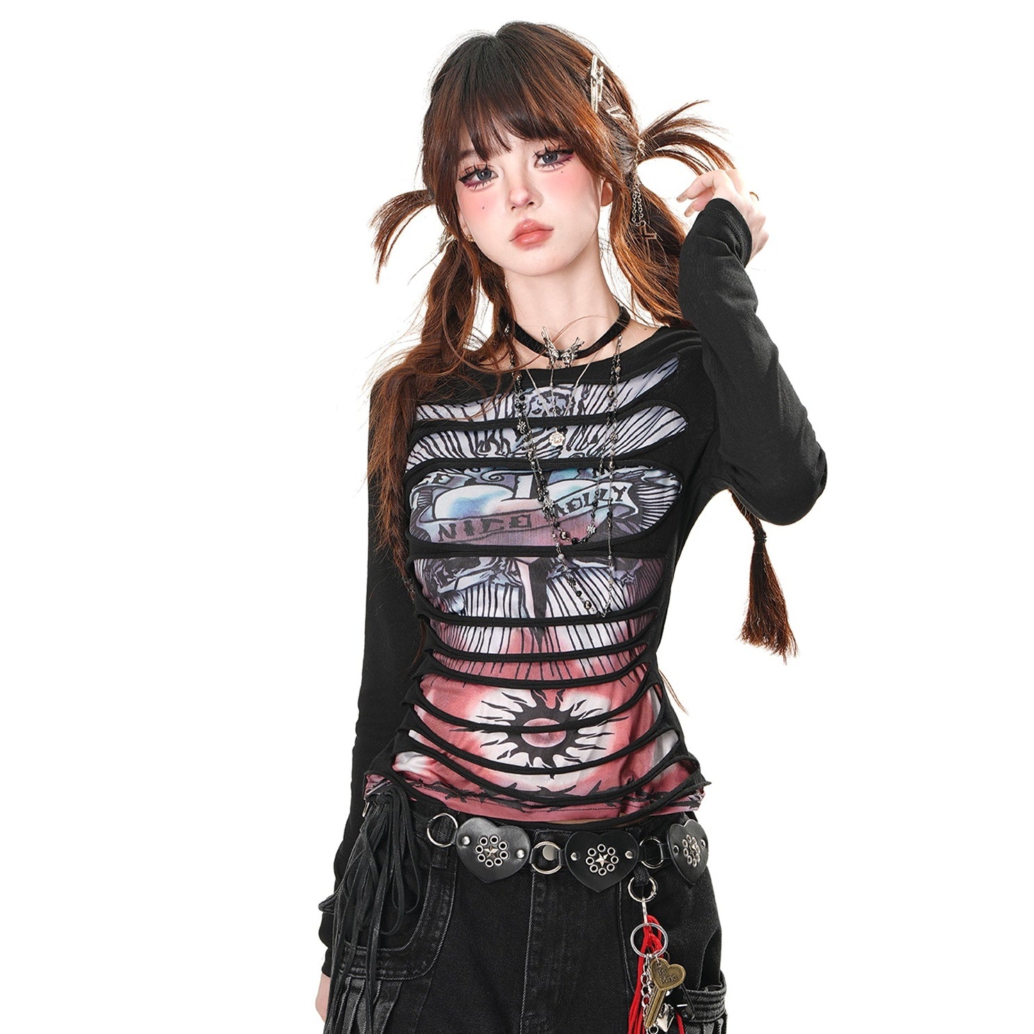 Punk Ripped Long Sleeve T-Shirt KK2025