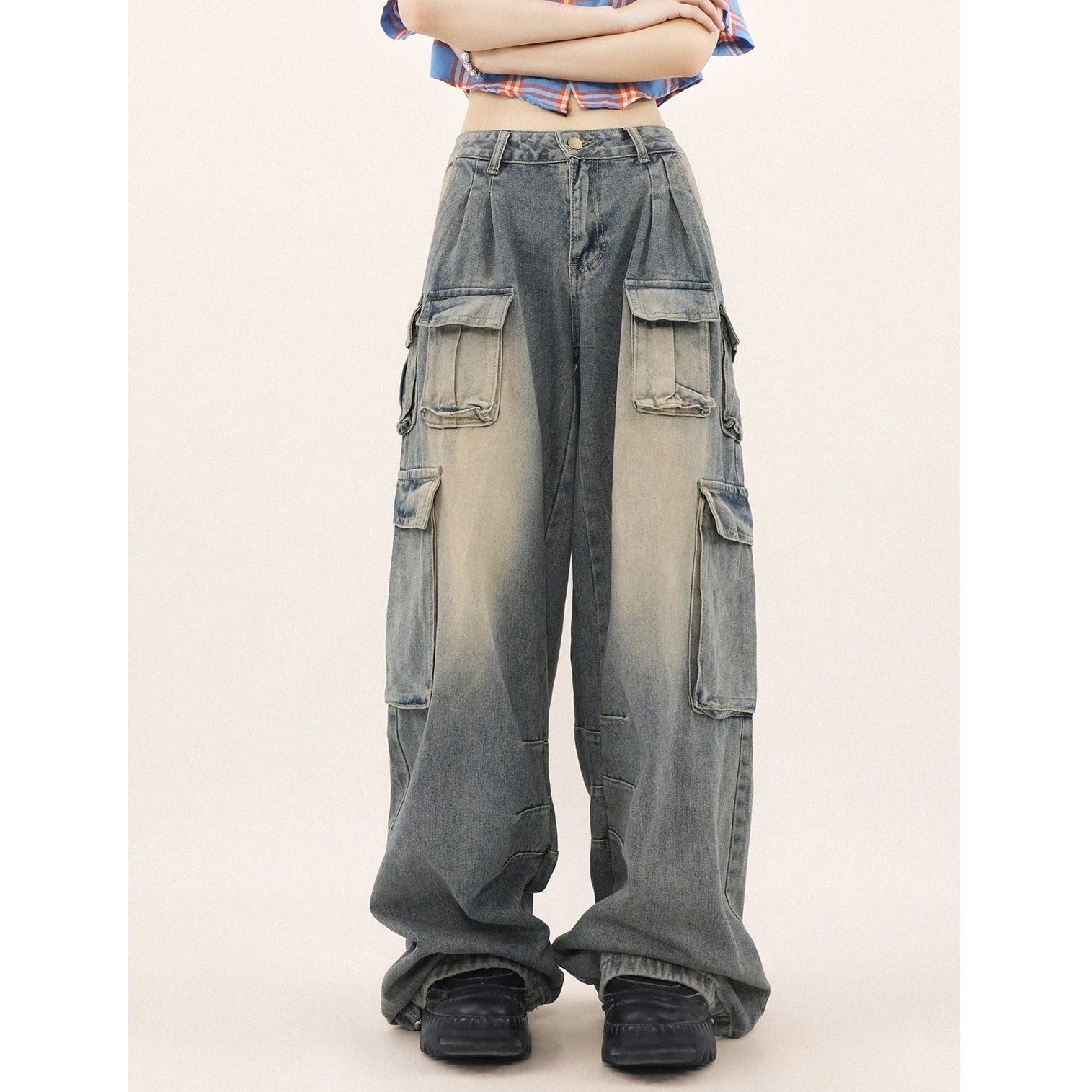 Waist Tuck Wide Leg Cargo Pants MR8023