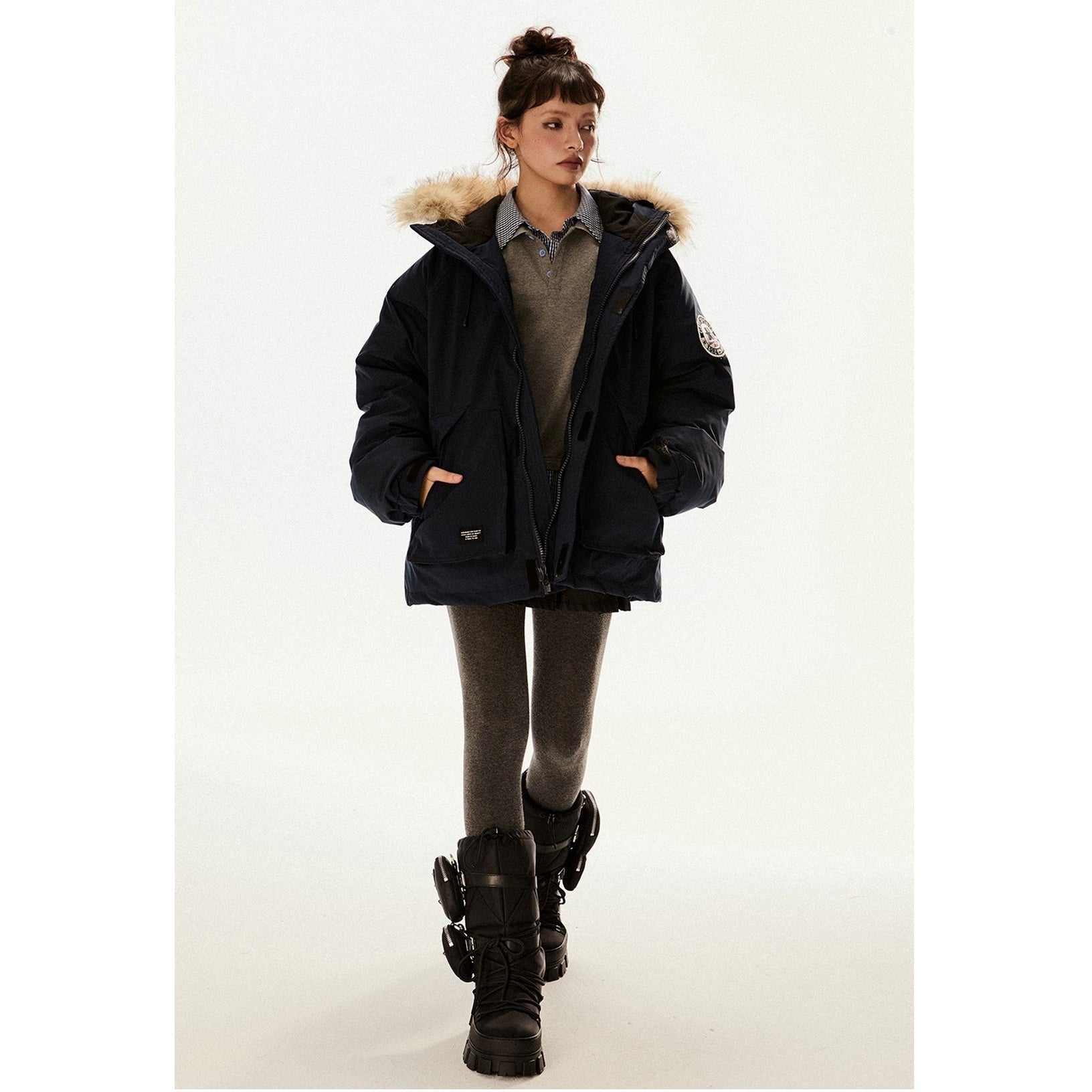 Fur Collar Outdoor Hooded Padded Jacket EZ201