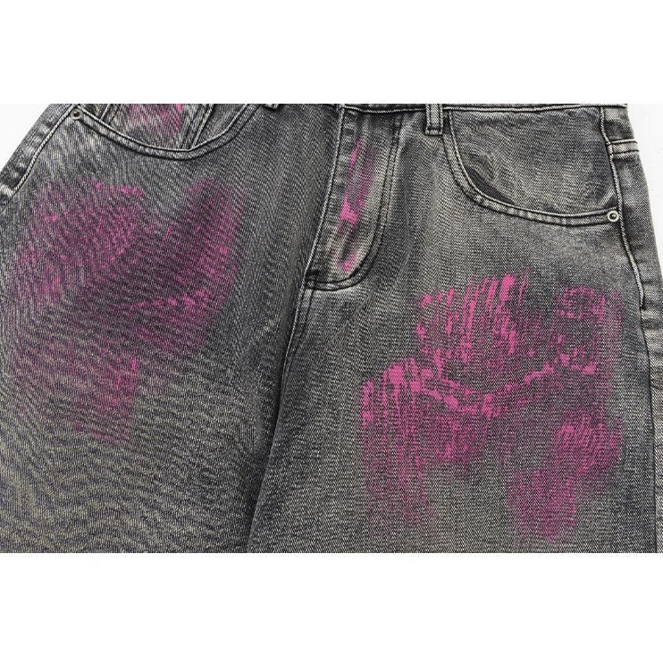 Spray Paint High-waisted Loose Straight Jeans MW9065