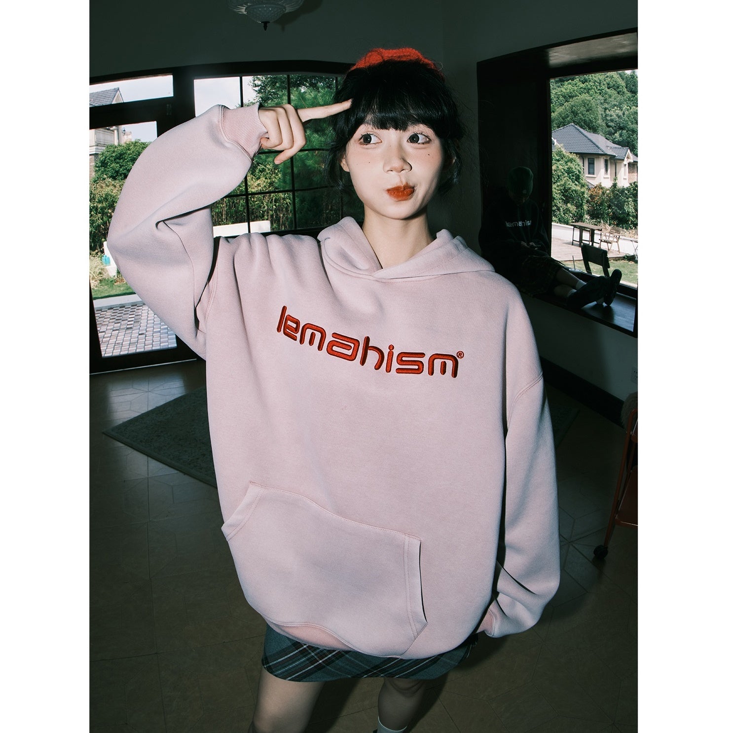 Embroidered Letter Loose Hoodie MW9418