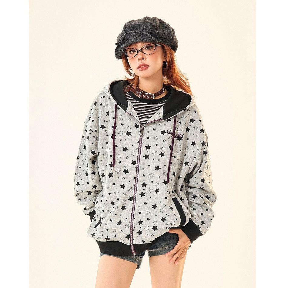 Star Full Print Zip Hooded Parka MW9531