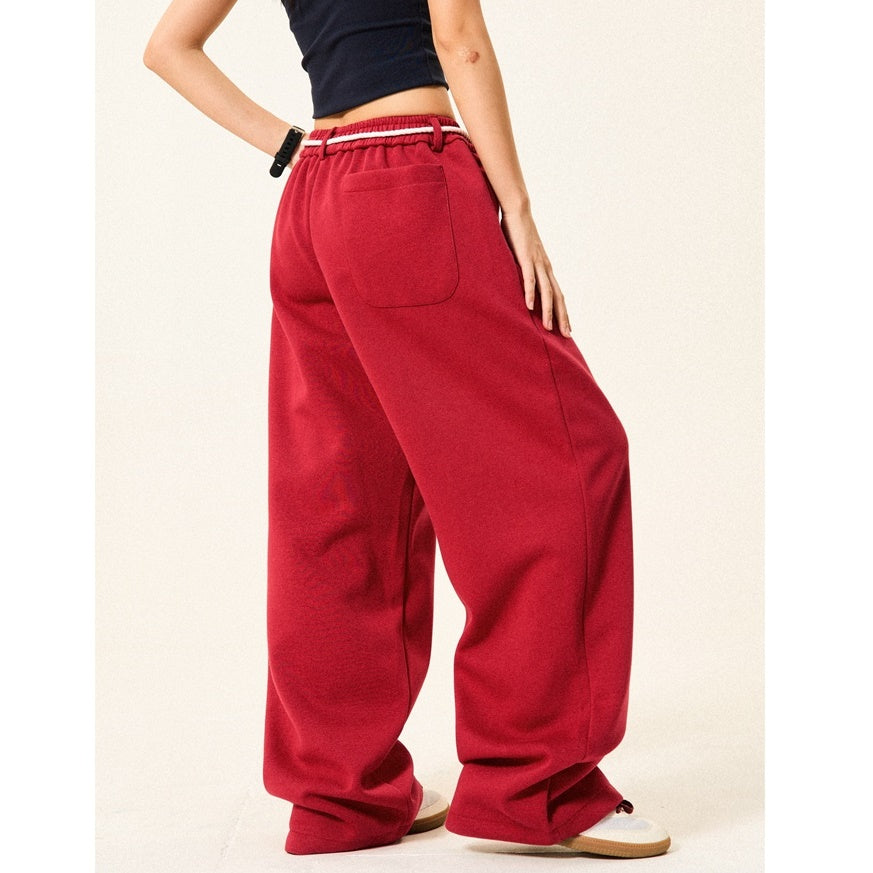 Braided Rope Loose Straight Sweatpants YS014