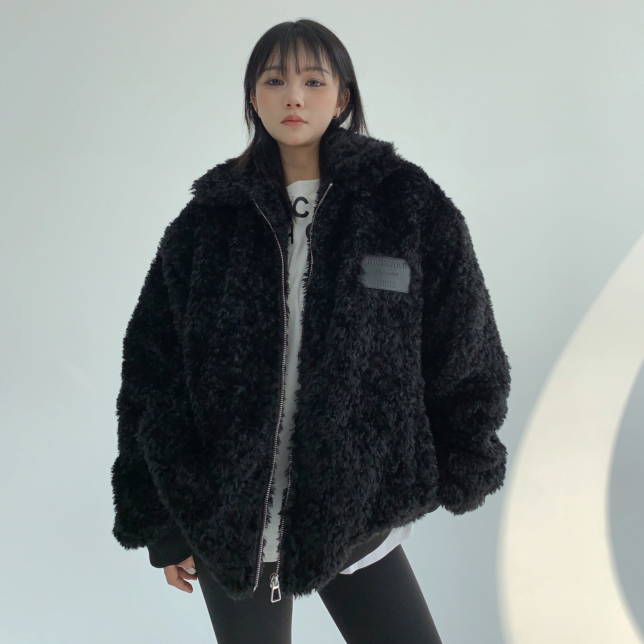 Imitation Fur Quilting Zipper Jacket MW9598