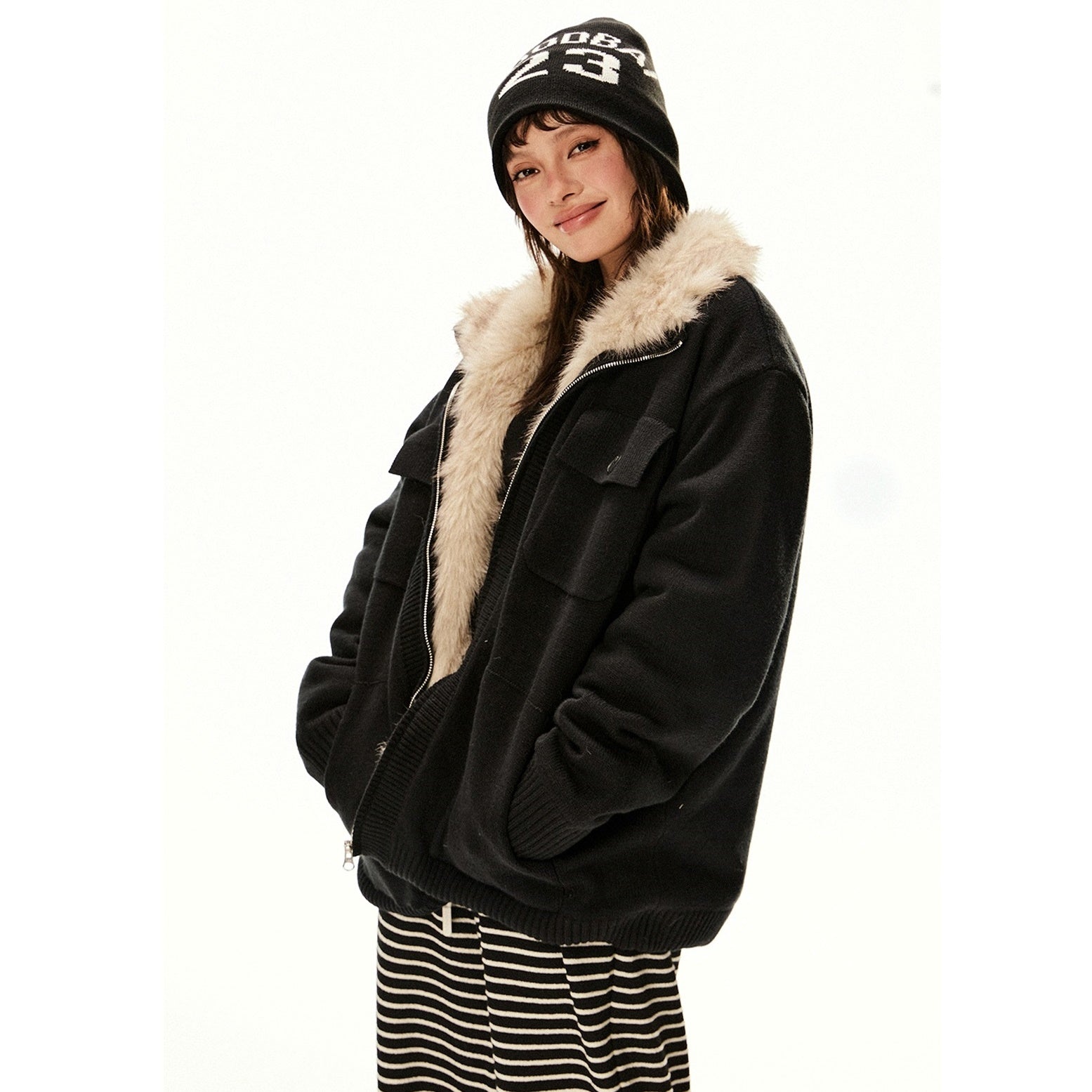 Furry Padded Knitted Work Jacket EZ211