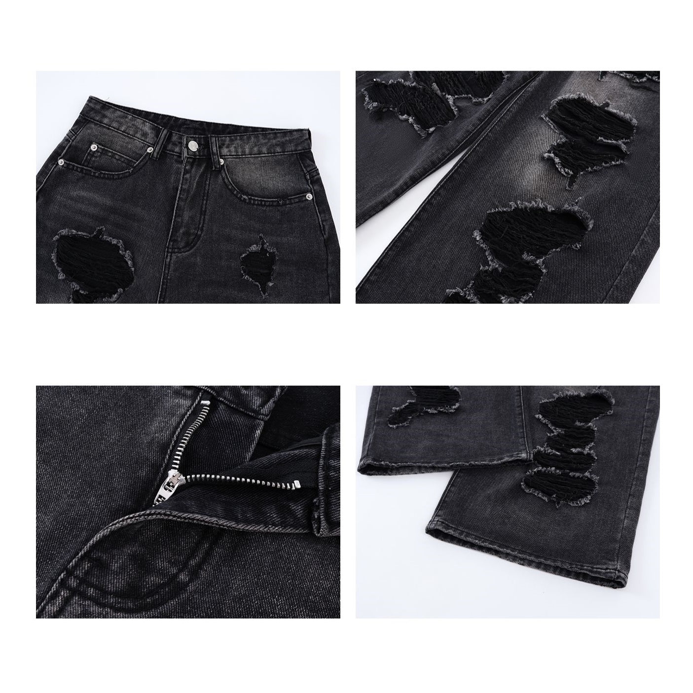 Street Destruction Scratched Ripped Dad Jeans JN7005