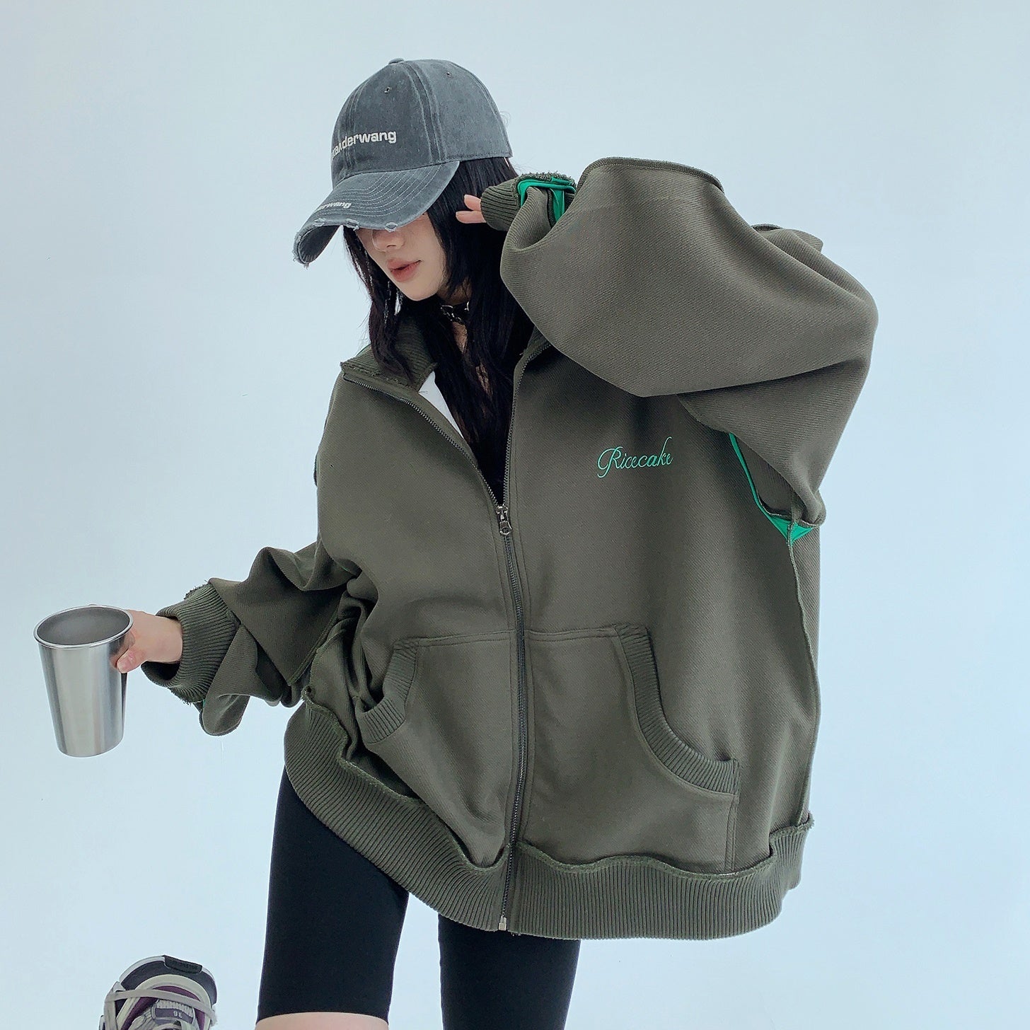 今週末限定値下60／40 embroidery zip shell jacket Oversize Embroidered Stand Collar Zip Jacket MW9347