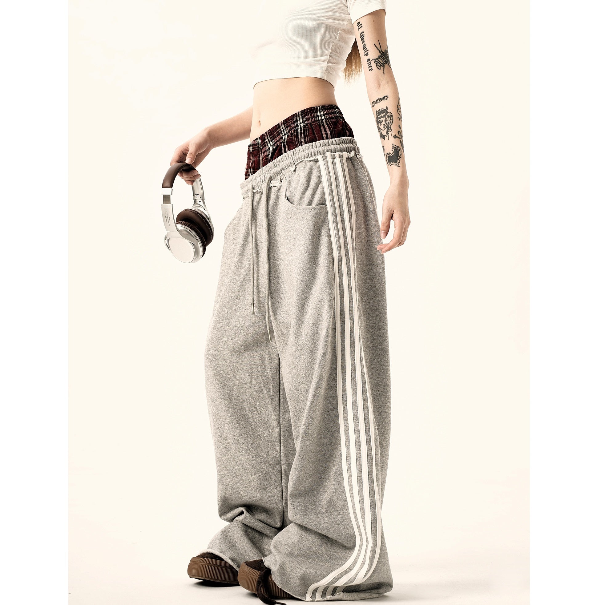 Double Waist Side Line Loose Sweat Pants MW9338