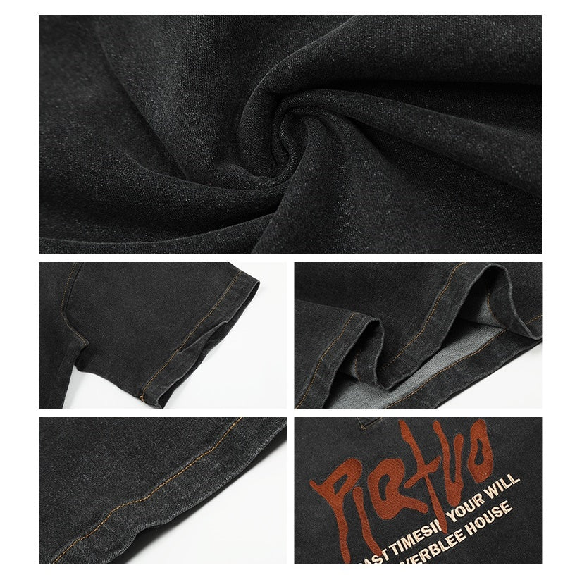 Embroidery Wash Denim Short-sleeved Polo Shirt BB7008