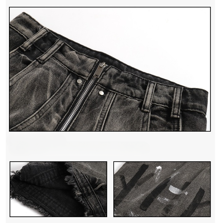 Irregular Traces Graffiti Loose Switching Jeans MW9193