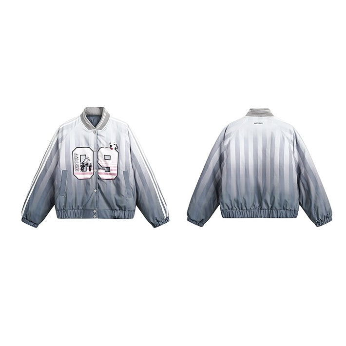 Gradation Stripe Quilting Baseball Jacket MW9534