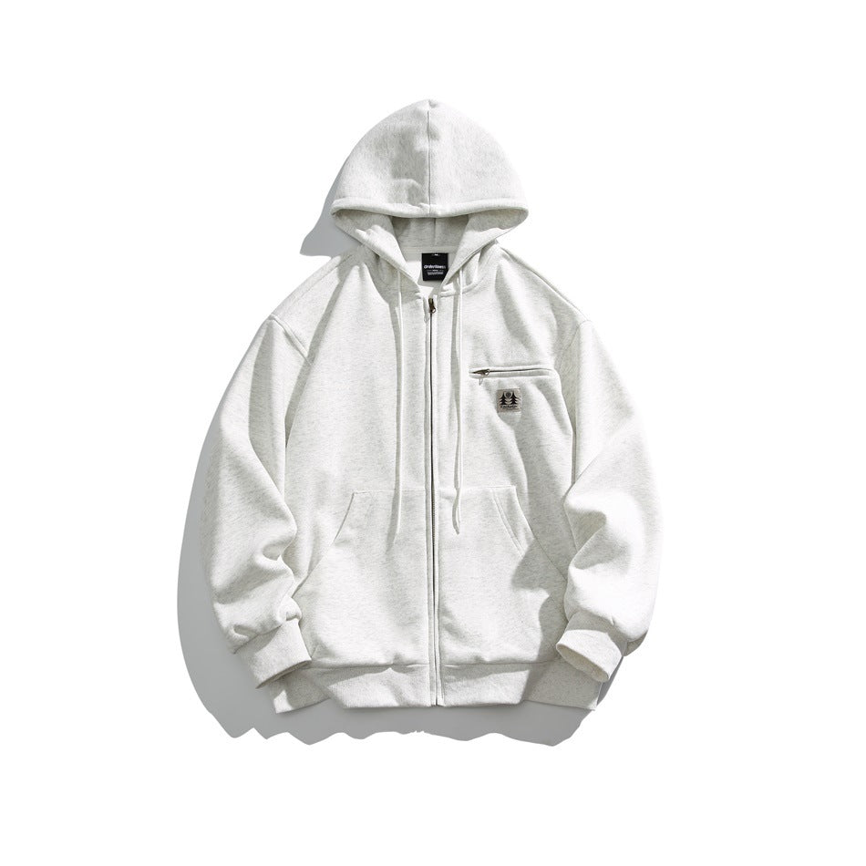 Simple Zip-Pocket Hooded ZIP-Up Parka MW9581