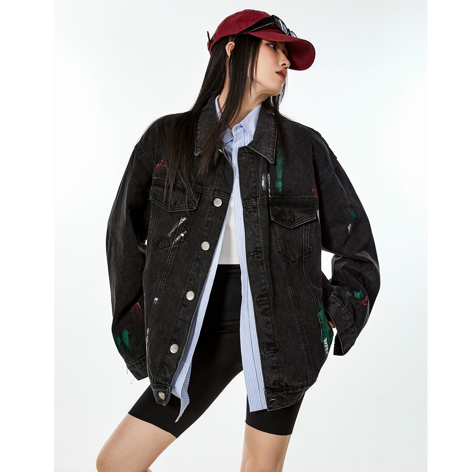 Retro Ink Splash Loose Denim Jacket MW9470