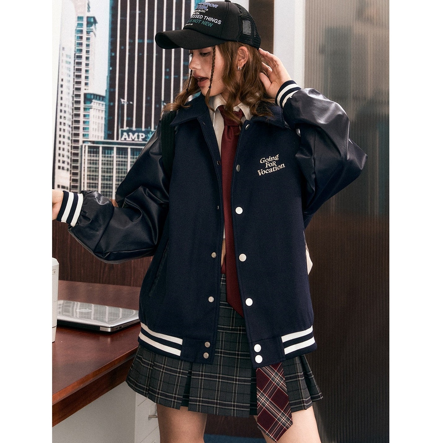 Baseball Style Retro PU Leather Jacket EZ166