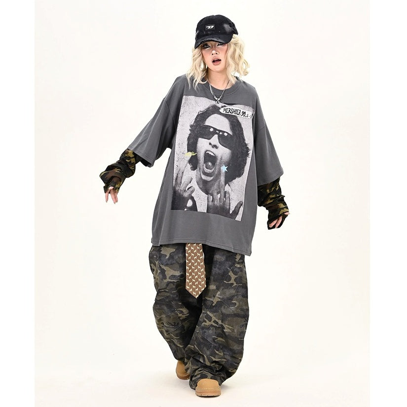 Print Camouflage Long Sleeve T-shirt MW9945