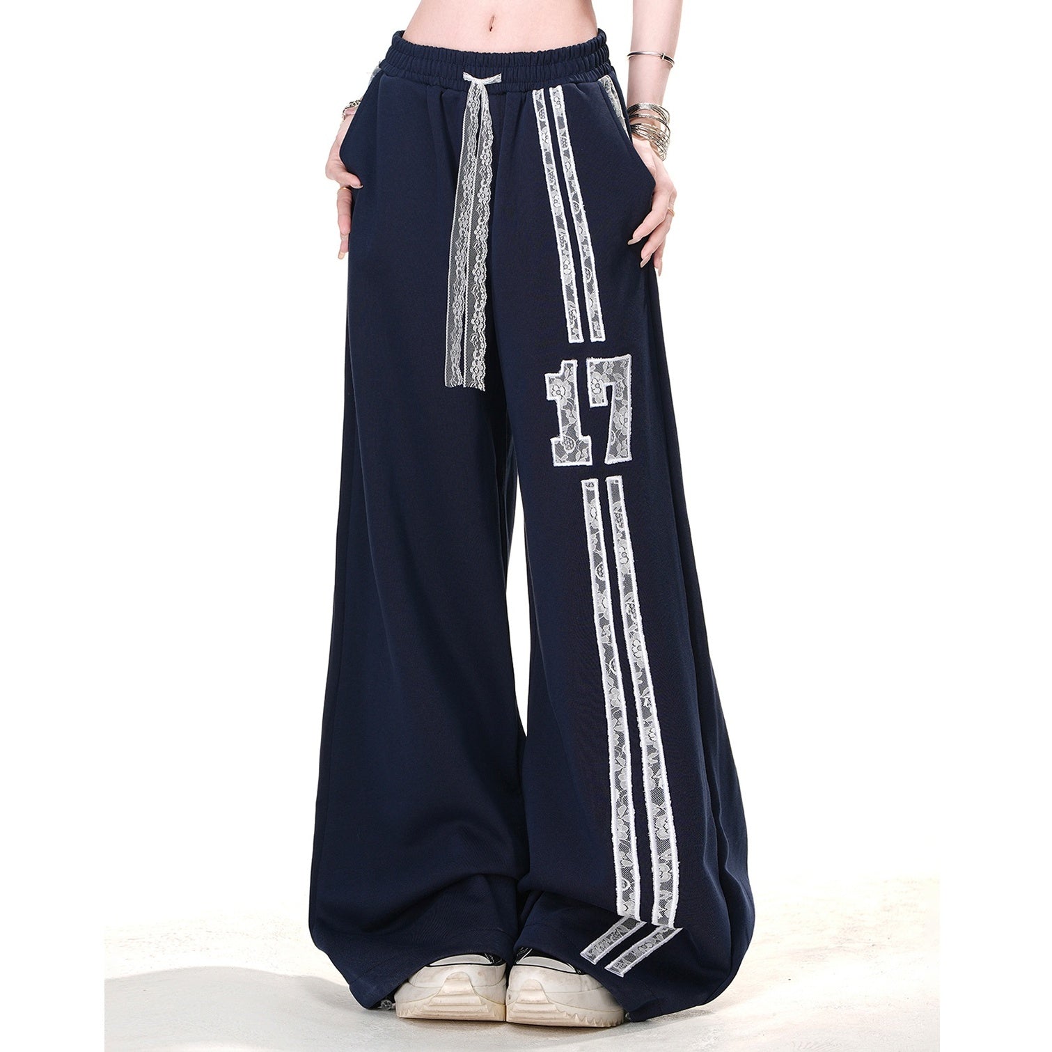 Lace Stitch Wide-leg Sweat Pants KK2023