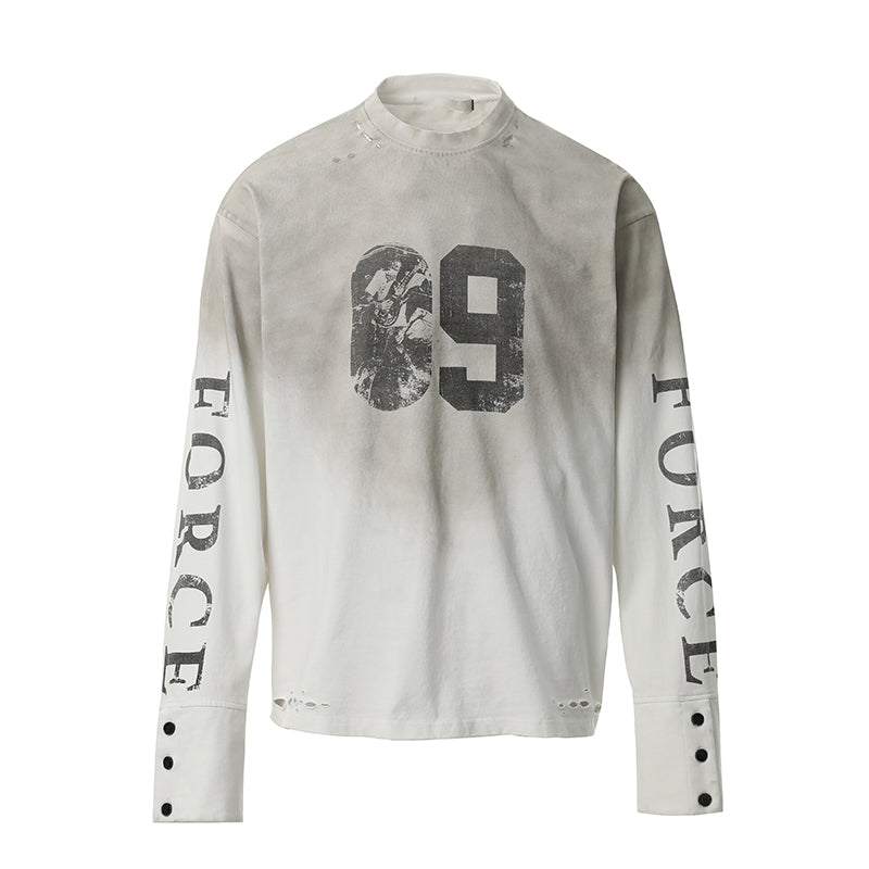 Letter Spray Painting Long Sleeve T-shirt MW9925