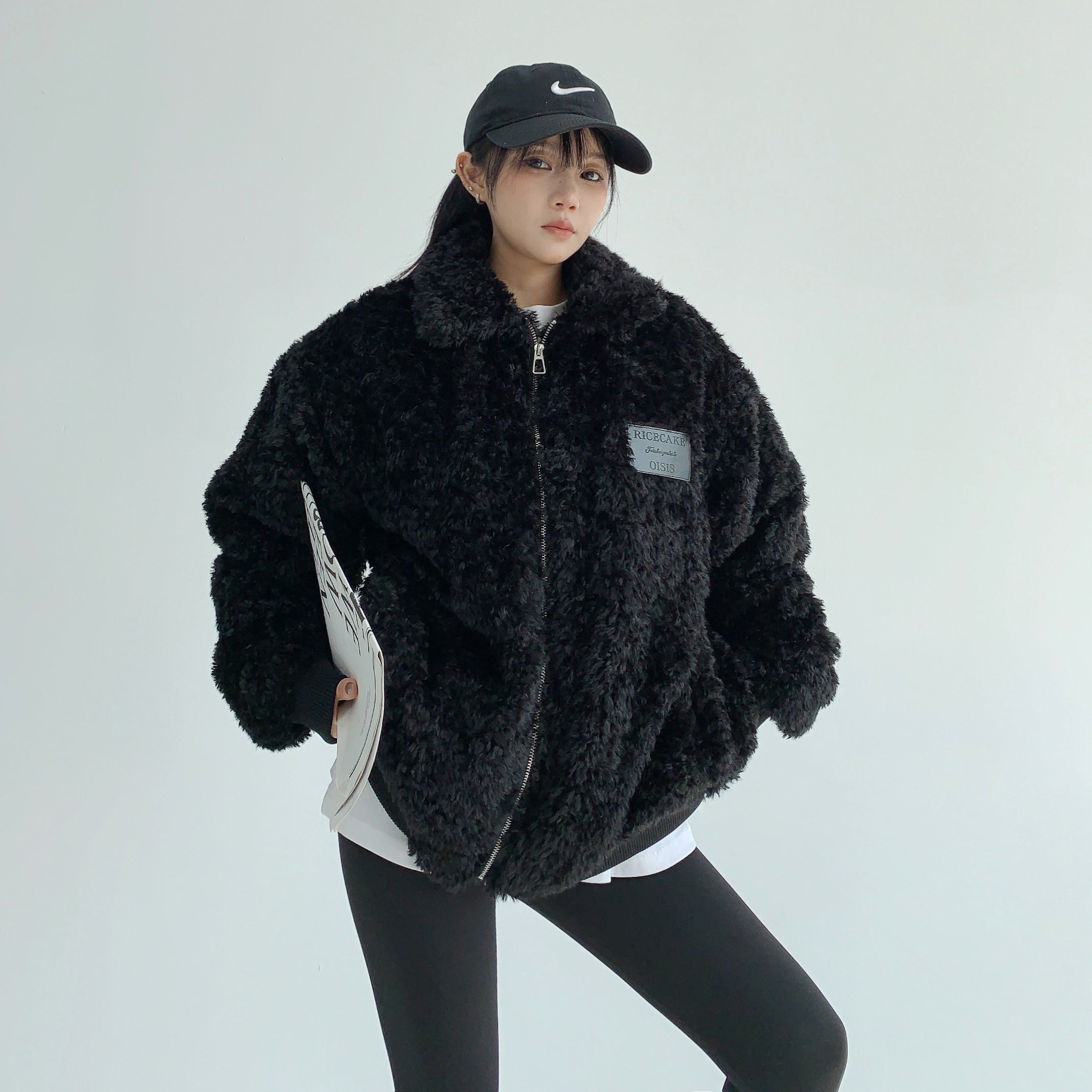 Imitation Fur Quilting Zipper Jacket MW9598