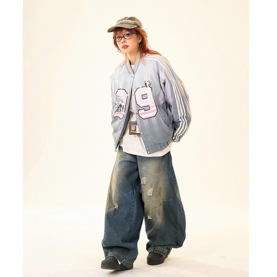 Gradation Stripe Quilting Baseball Jacket MW9534