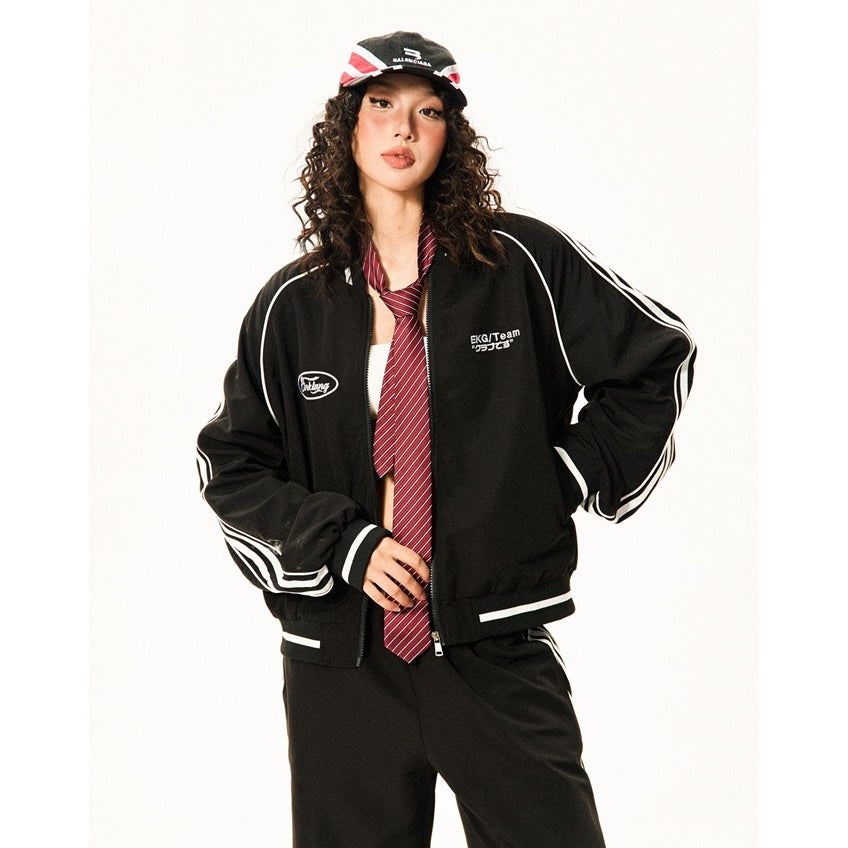 Track Jacket & Side Striped Loose Casual Pants MW9432