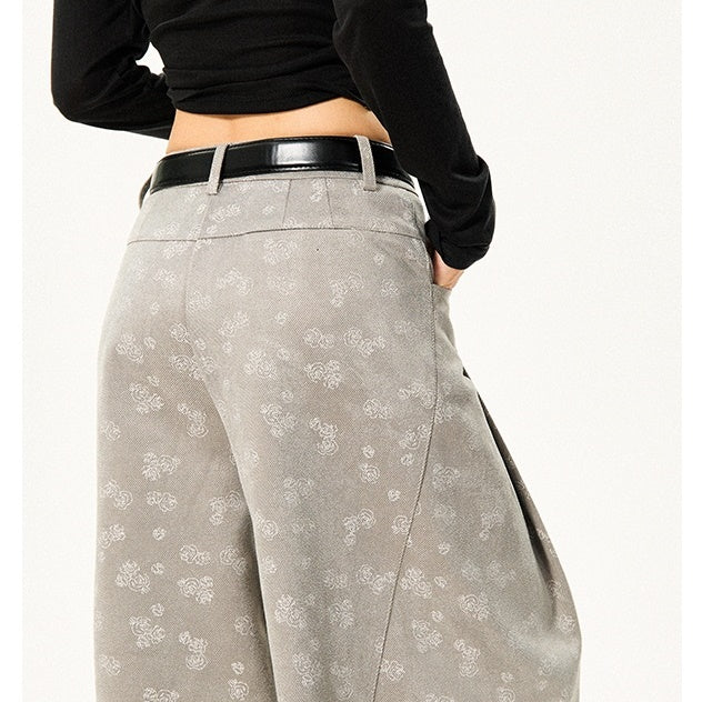 Jacquard Casual Tuck Buggy Pants MW9433