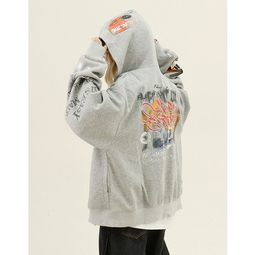 Paint Style Graffiti Sweat Hooded Jacket MW9944