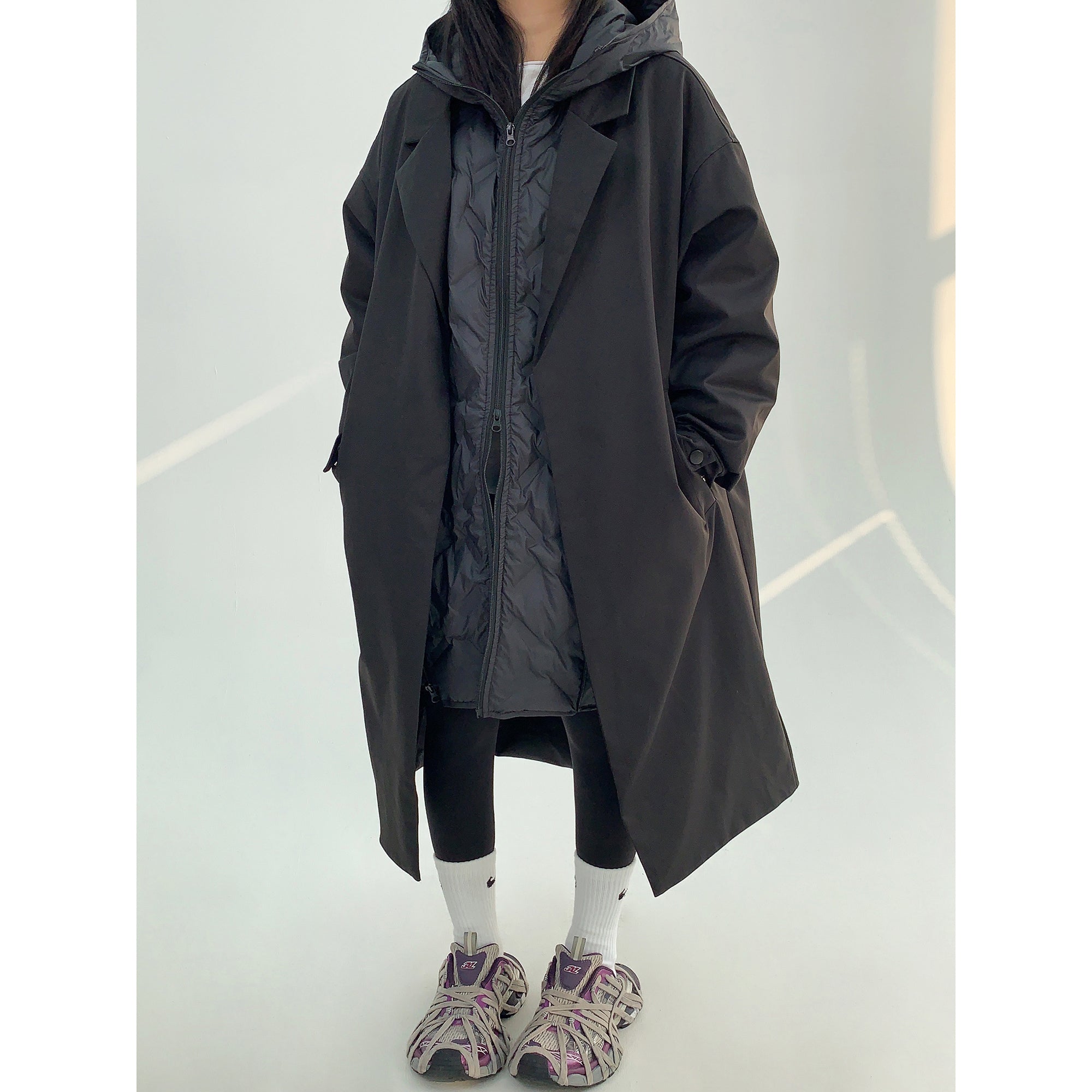 Detachable Two-piece Long Hooded Down Coat MW9650