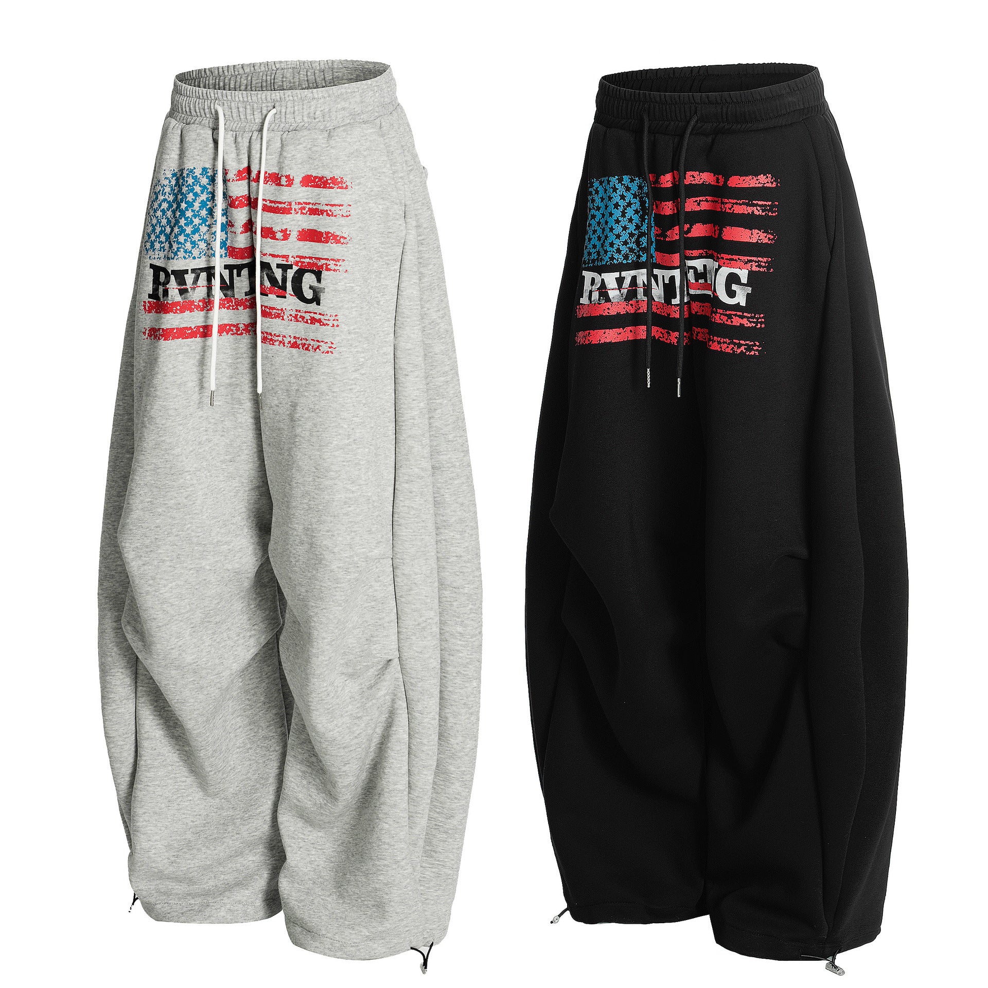 Flag Print Wide Panel Sweat Curve Pants MW10239