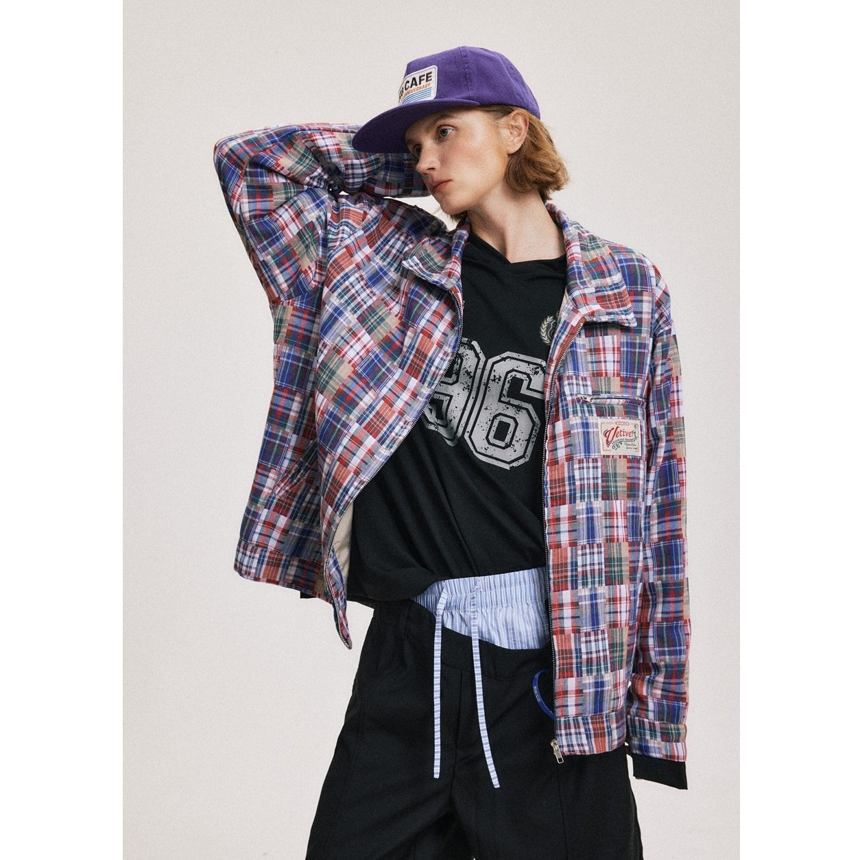 Madras Patchwork Plaid ZIP-Up Jacket BX007