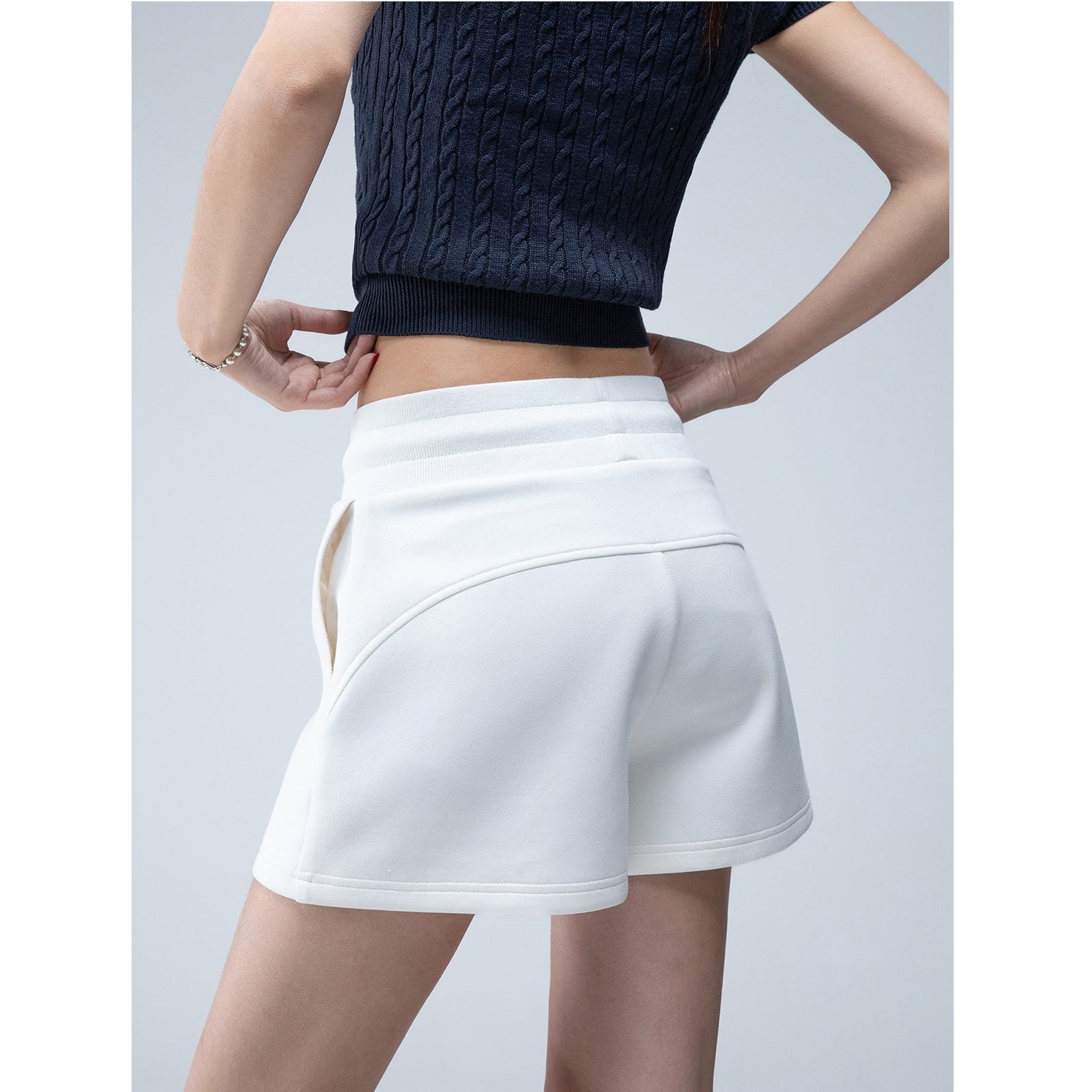 Drawstring High Waist Sweat Short Pants IC9037