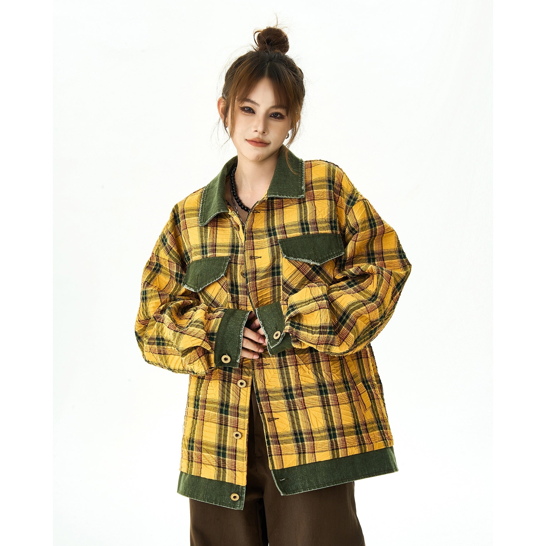 Retro Plaid Loose Slouchy Jacket HG7040