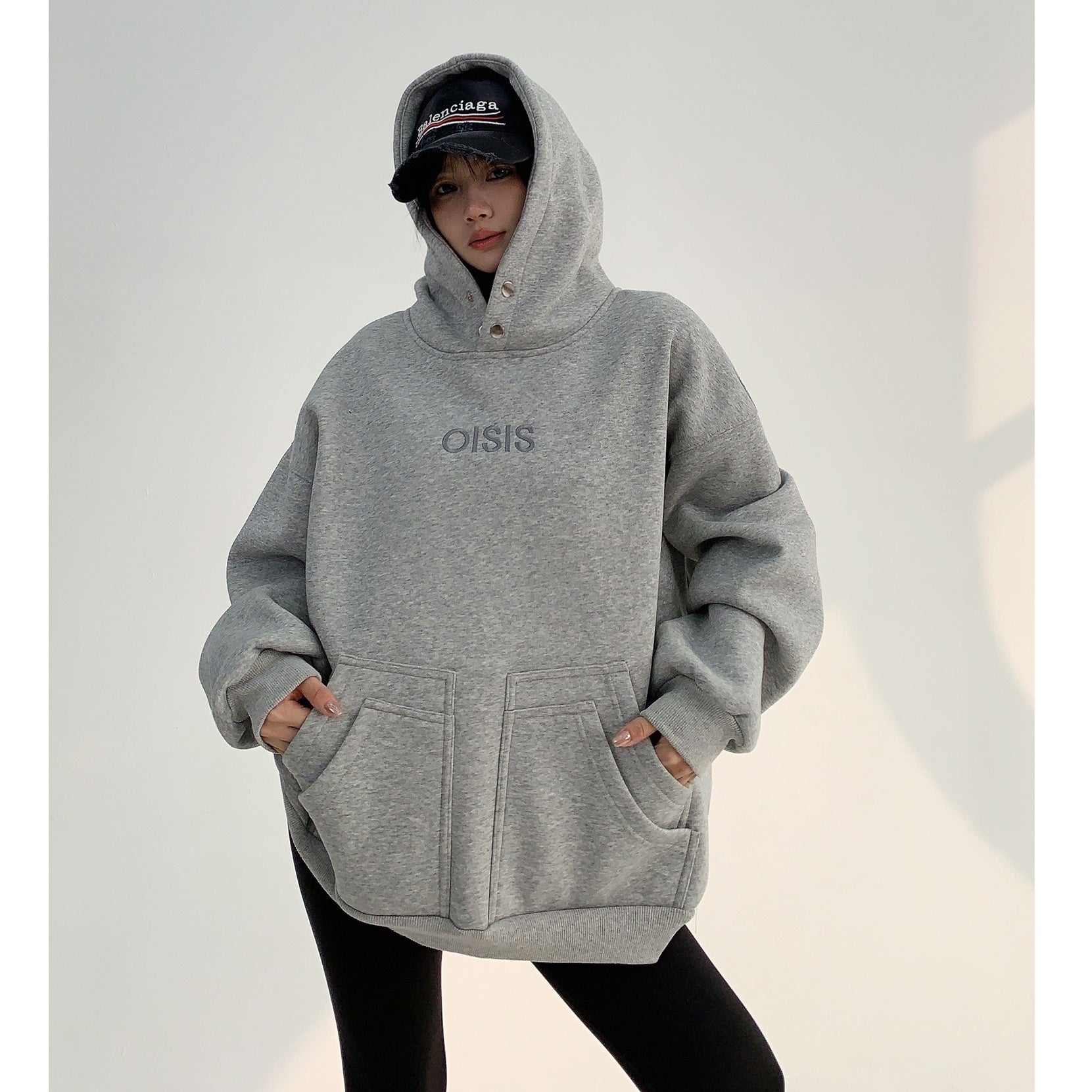 Distressed Embroidery OverSize Hoodie MW9749