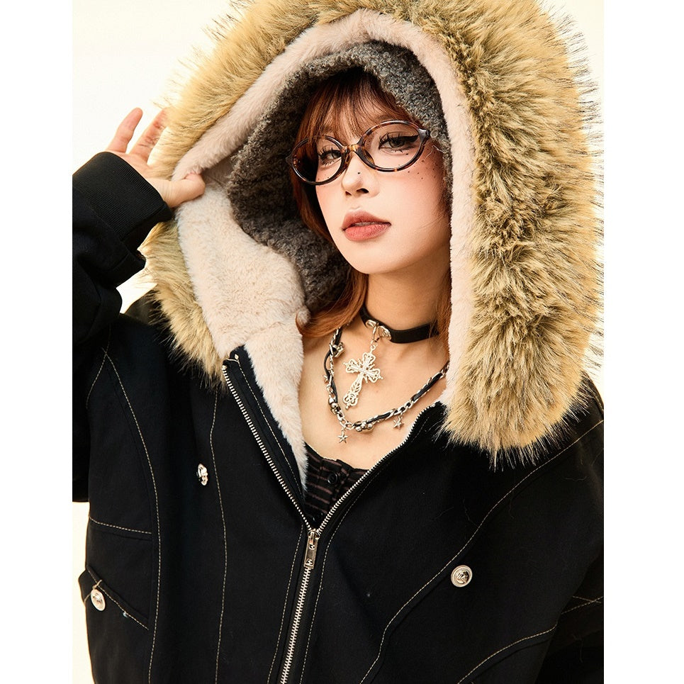 Fur Collar Work Style Hooded Blouson MW9807