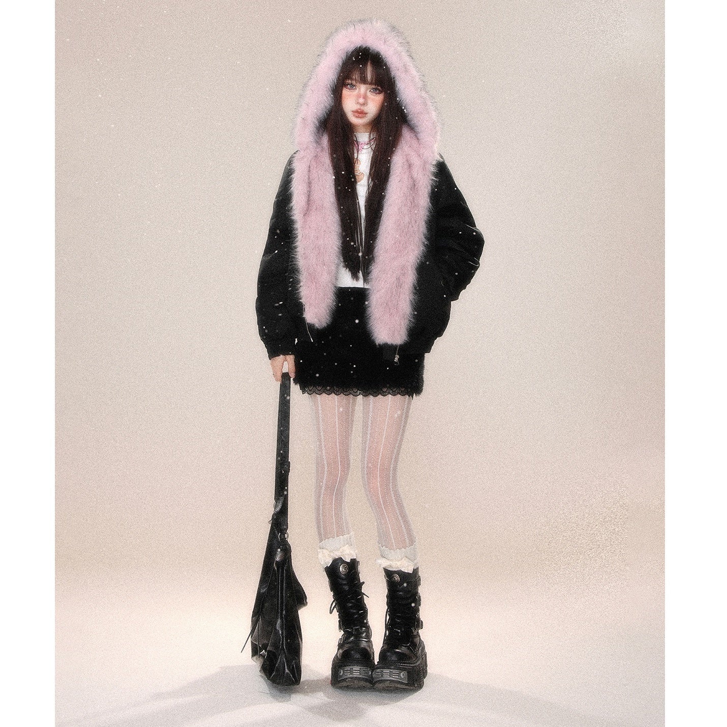 Reversible Hooded Fur Jacket KK2018