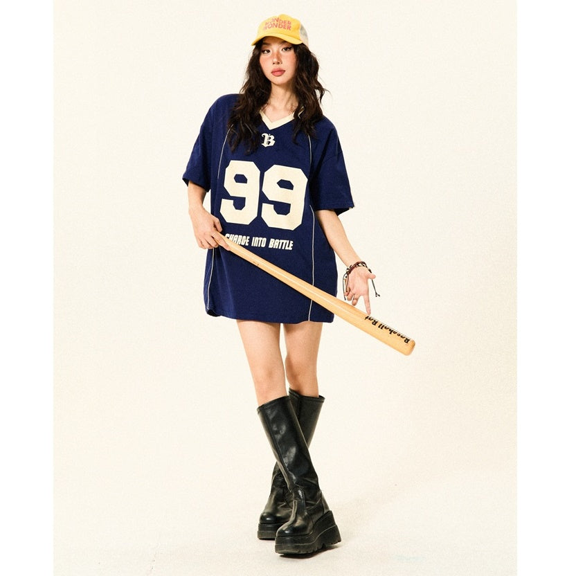 V-Neck Soccer Uniform Style Casual T-Shirt YS7002