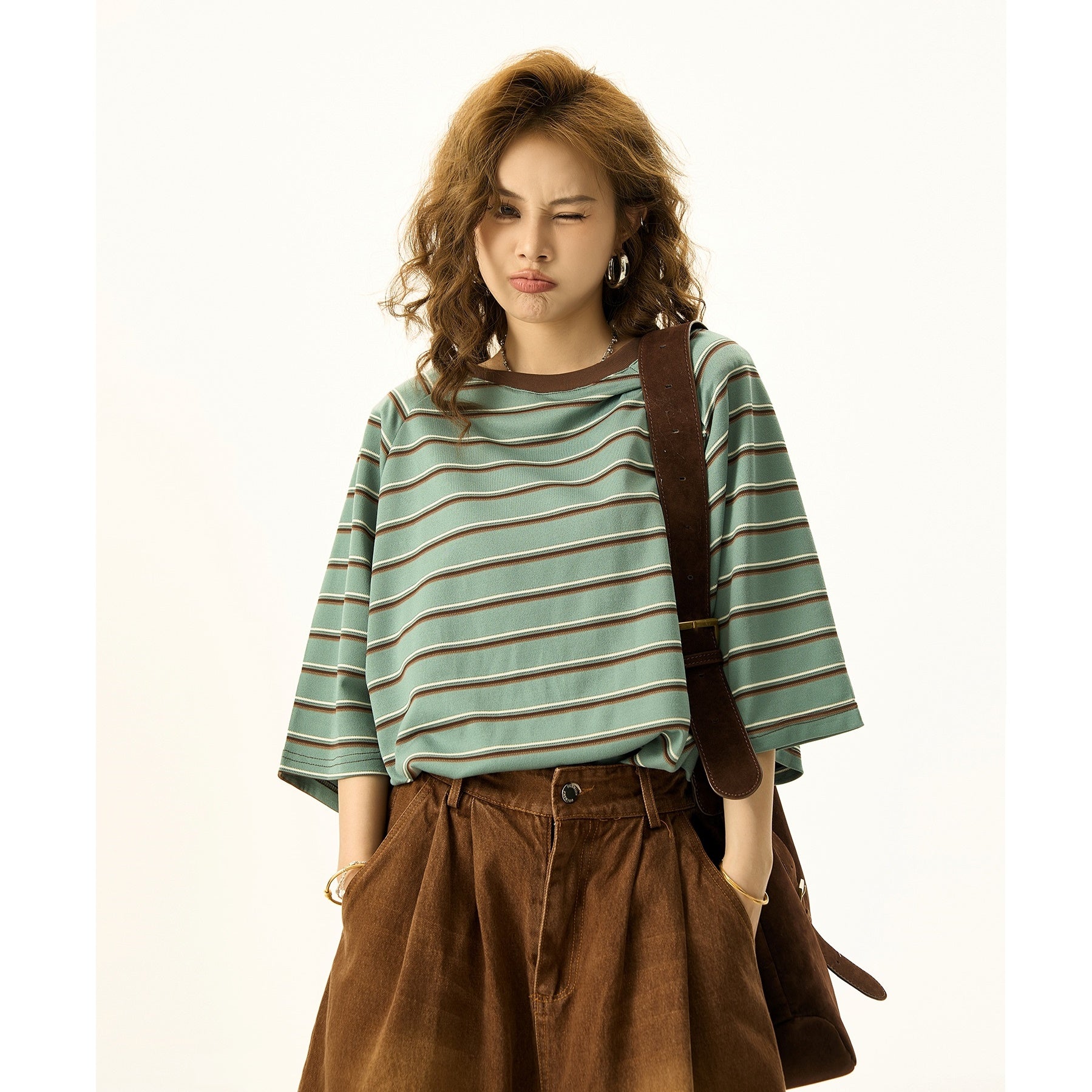 Retro Border Loose Raglan Sleeve T-shirt HG7066