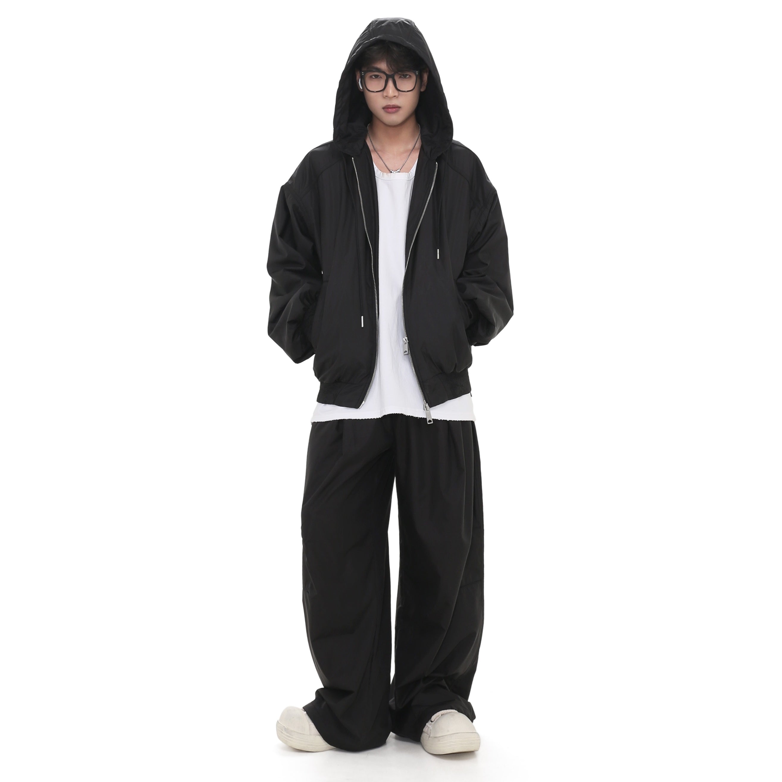 【上下別売り】Double Zip Hooded Jacket & Loose Casual Sport Pants GB7012