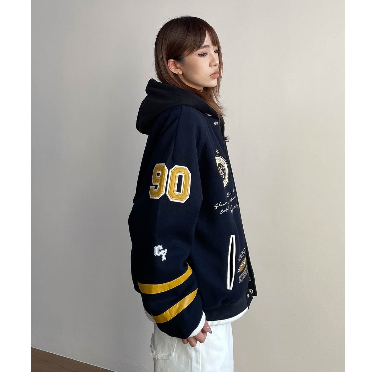 College Style Hooded Stadium Jacket MW9739