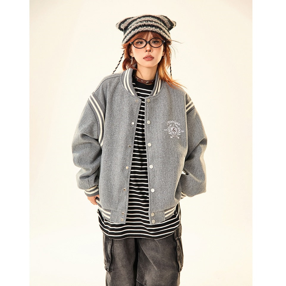 Retro Collegiate Patchwork Baseball Jacket MW9528