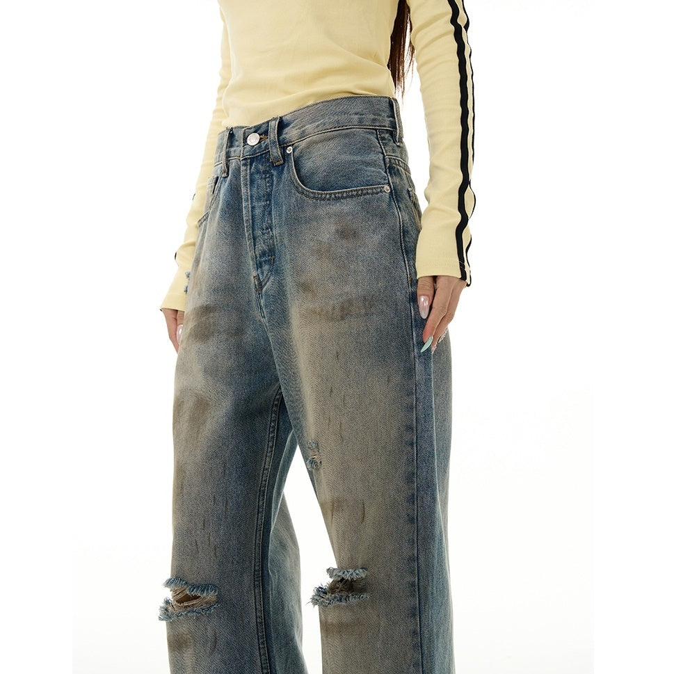 Vintage Style Ripped Bootcut Jeans MW9277