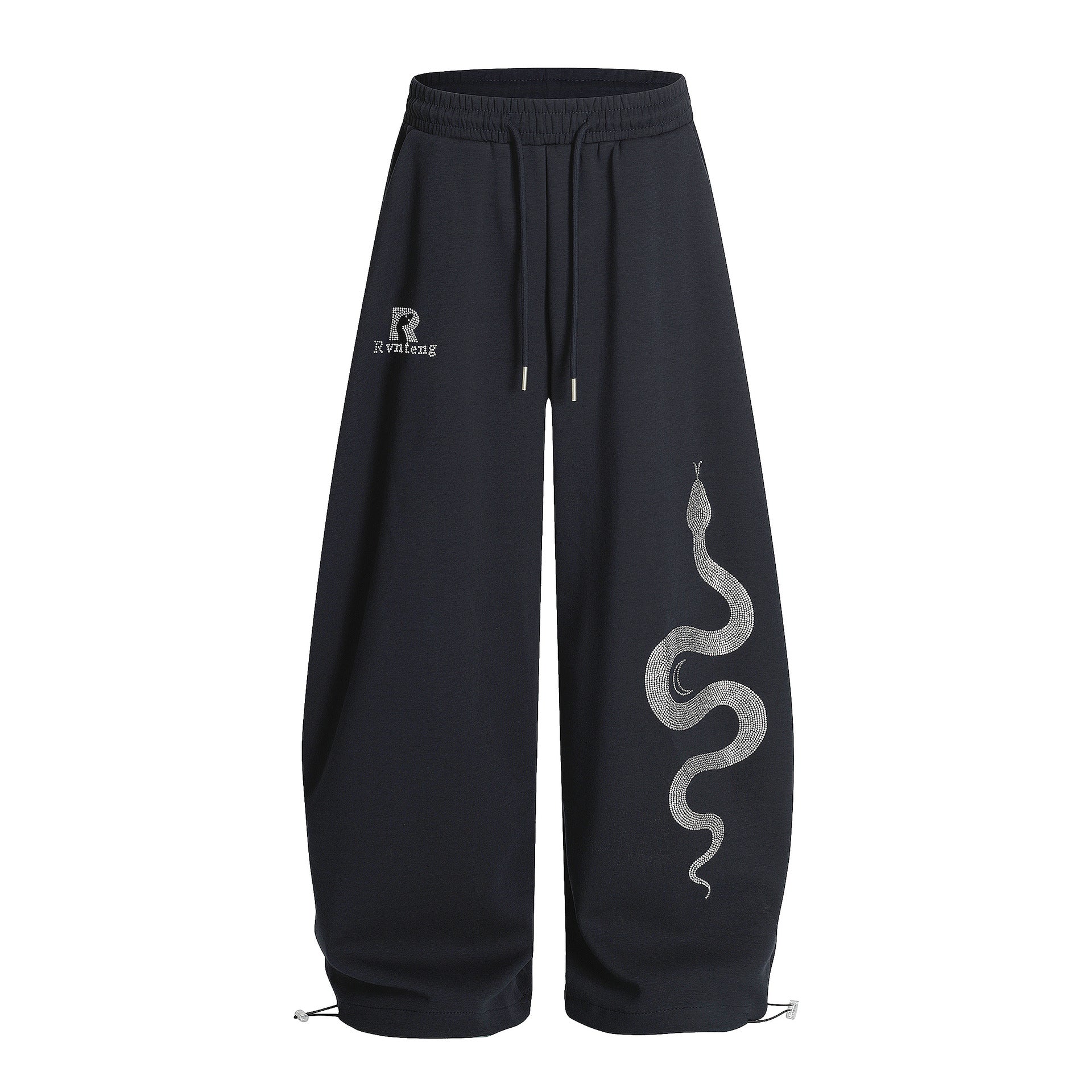 Snake Rhinestone Wide Curve Sweat Pants MW10388