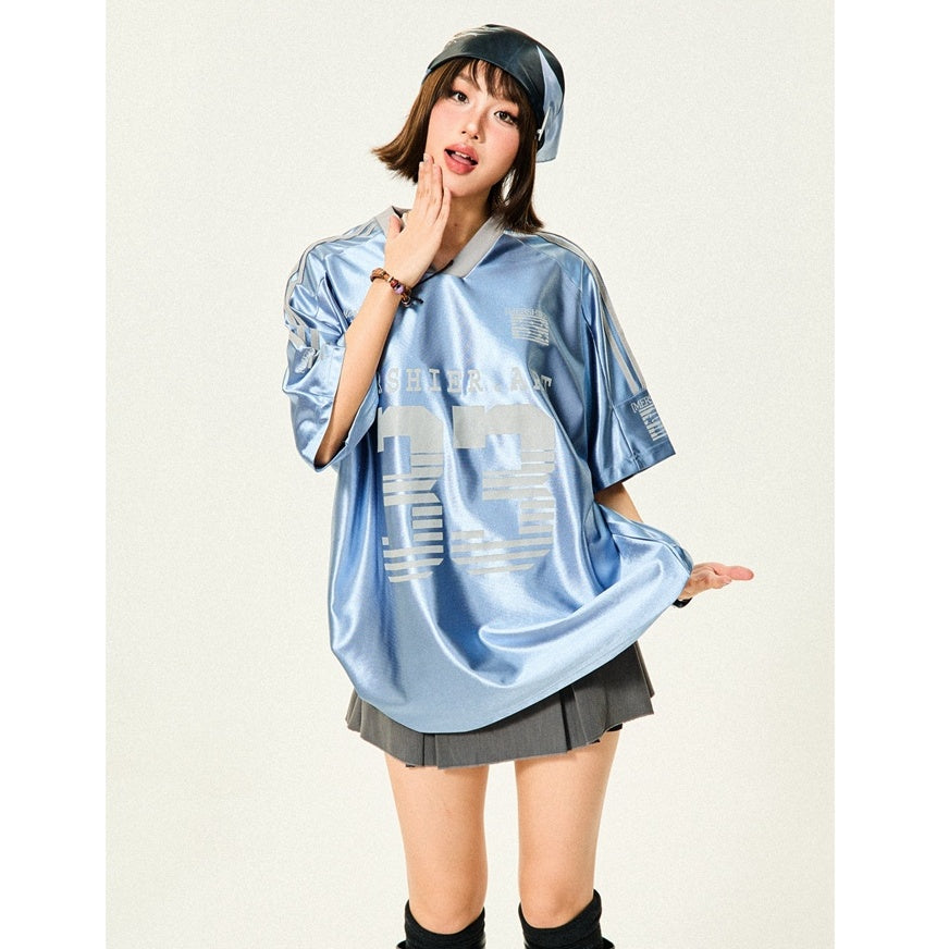 V-neck 33-Letter Sports Style T-shirt MW10104