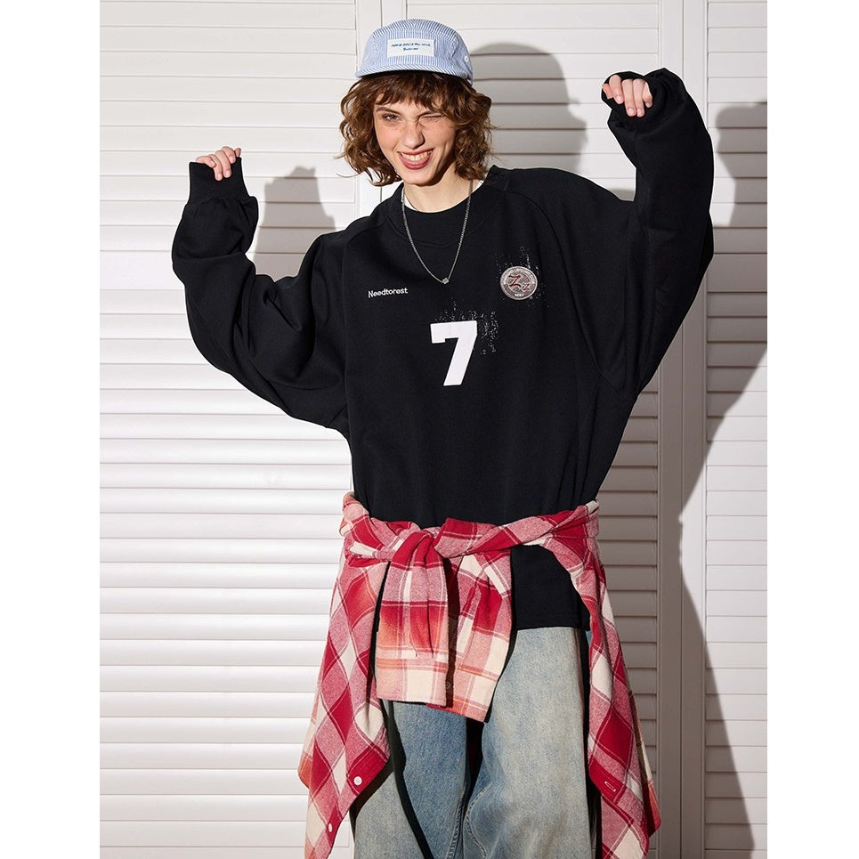 OverSize Sports Style Raglan Sleeve Sweat BT7038